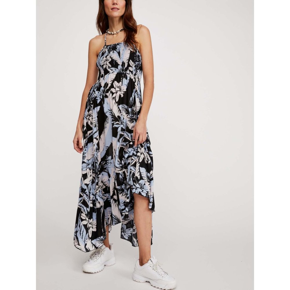 đLAST CHANCEđ NWT Free People Heat Wave Printed Maxi Slip / Black Combo - Picture 2 of 7